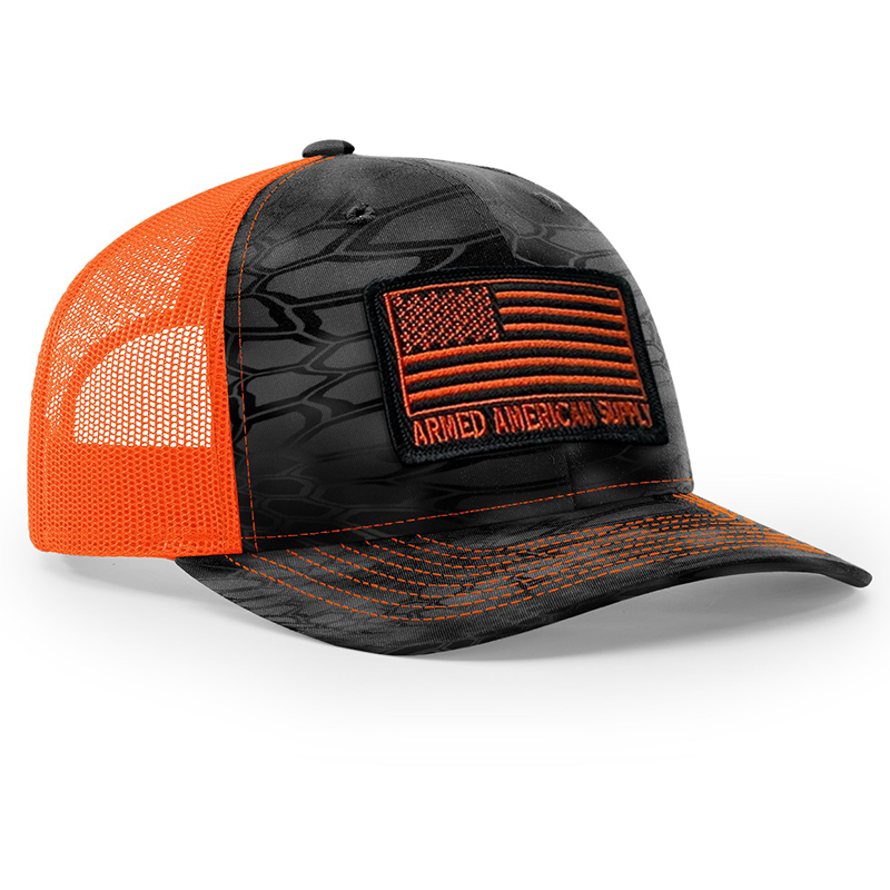 Orange Yellow Camo Trucker