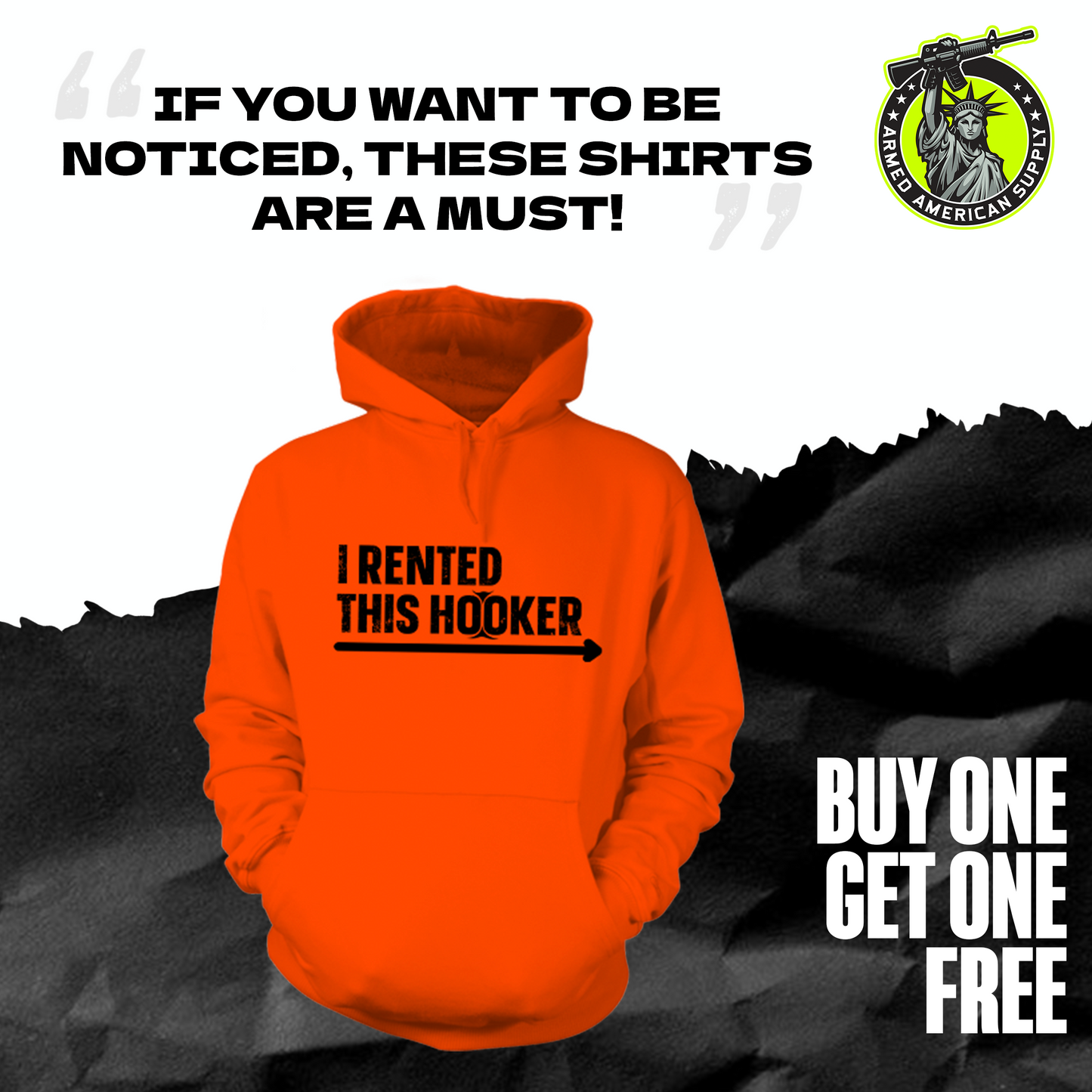 I Rented This Hooker - Safety Orange Hoodie