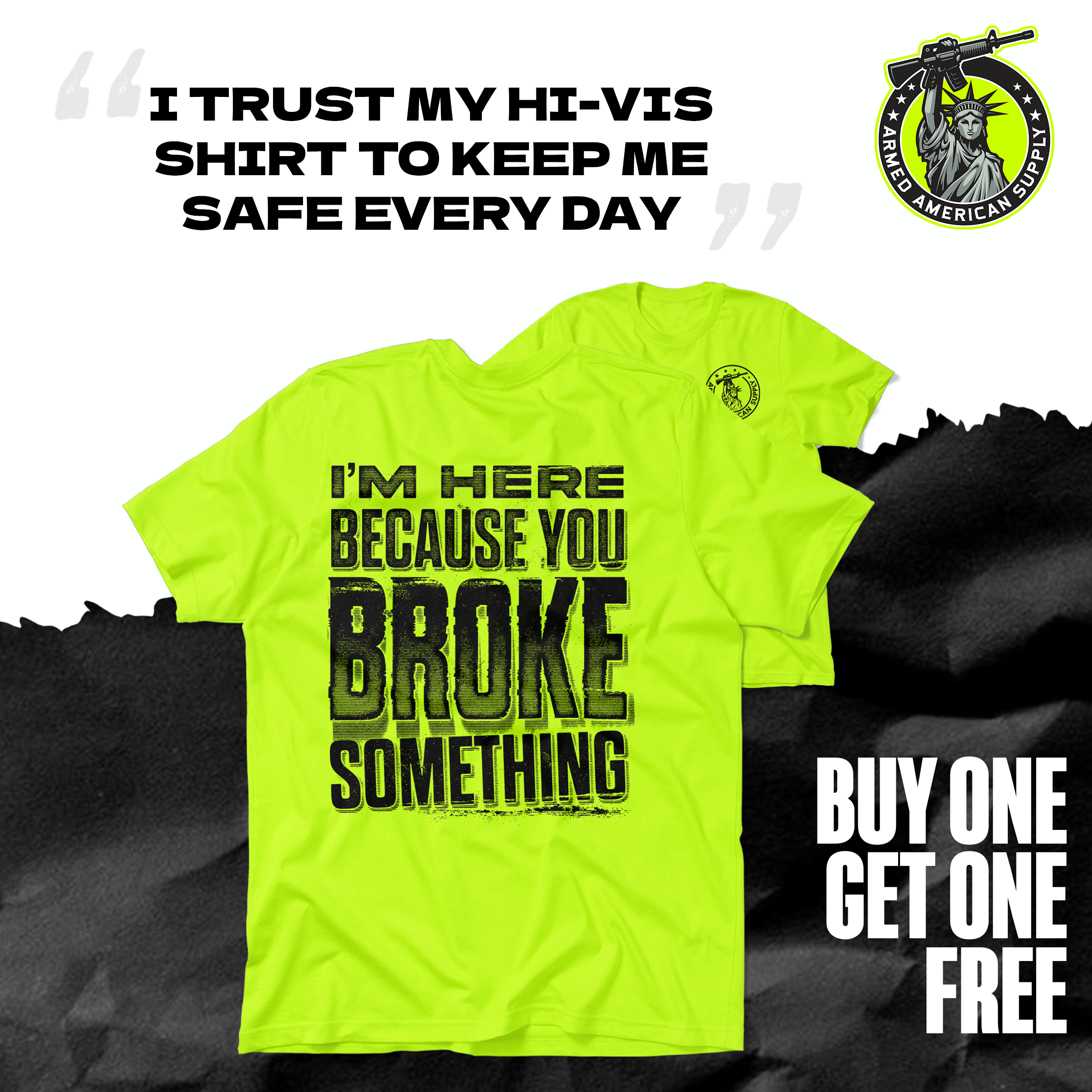 Broke Something - Safety Yellow Pocket T-Shirt