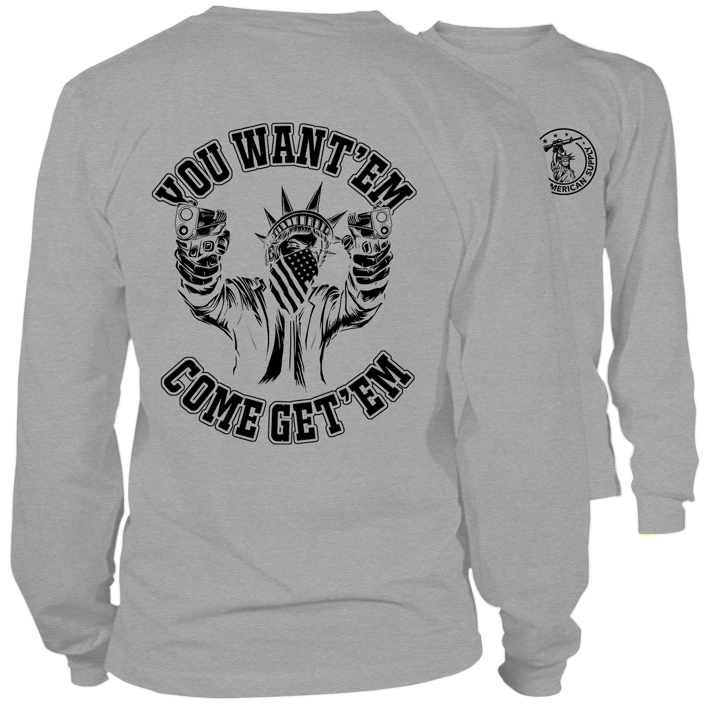 Come Get'em - Long Sleeve Heather Gray Shirt