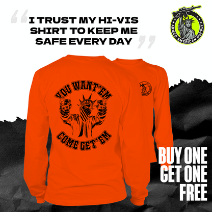 Come Get'em - Long Sleeve Hi-Vis Safety Orange Shirt