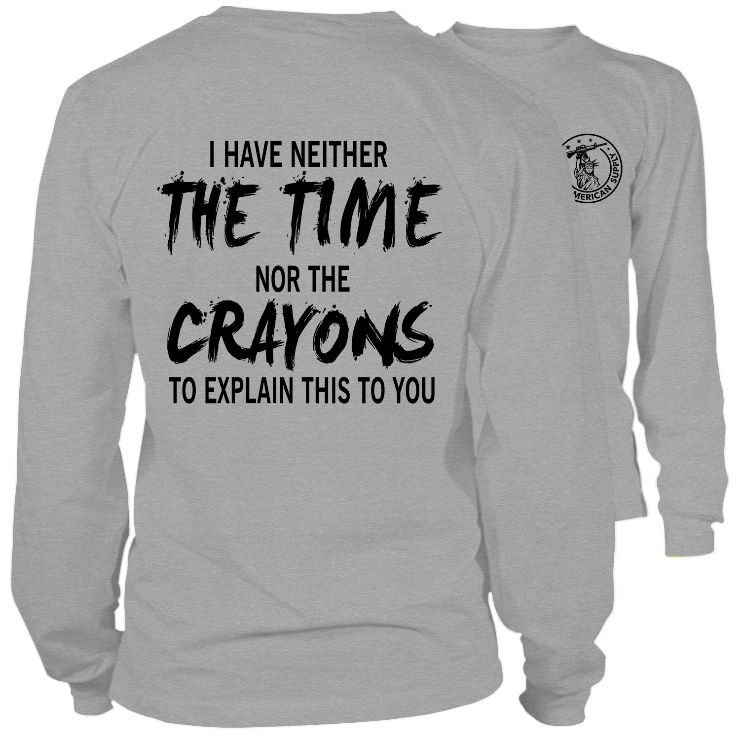 Crayons - Long Sleeve Heather Gray Shirt