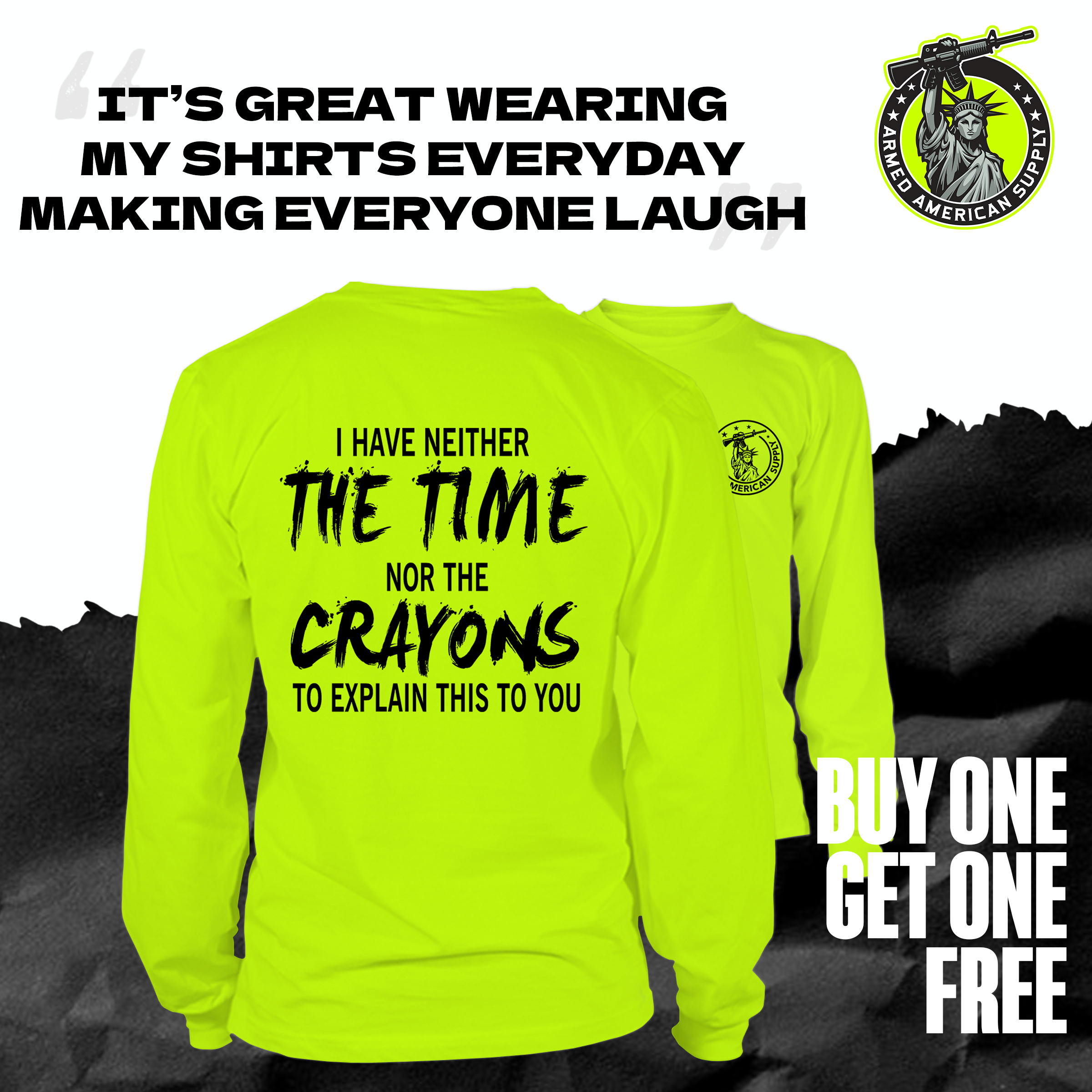 Crayons - Long Sleeve Hi-Vis Safety Yellow Shirt