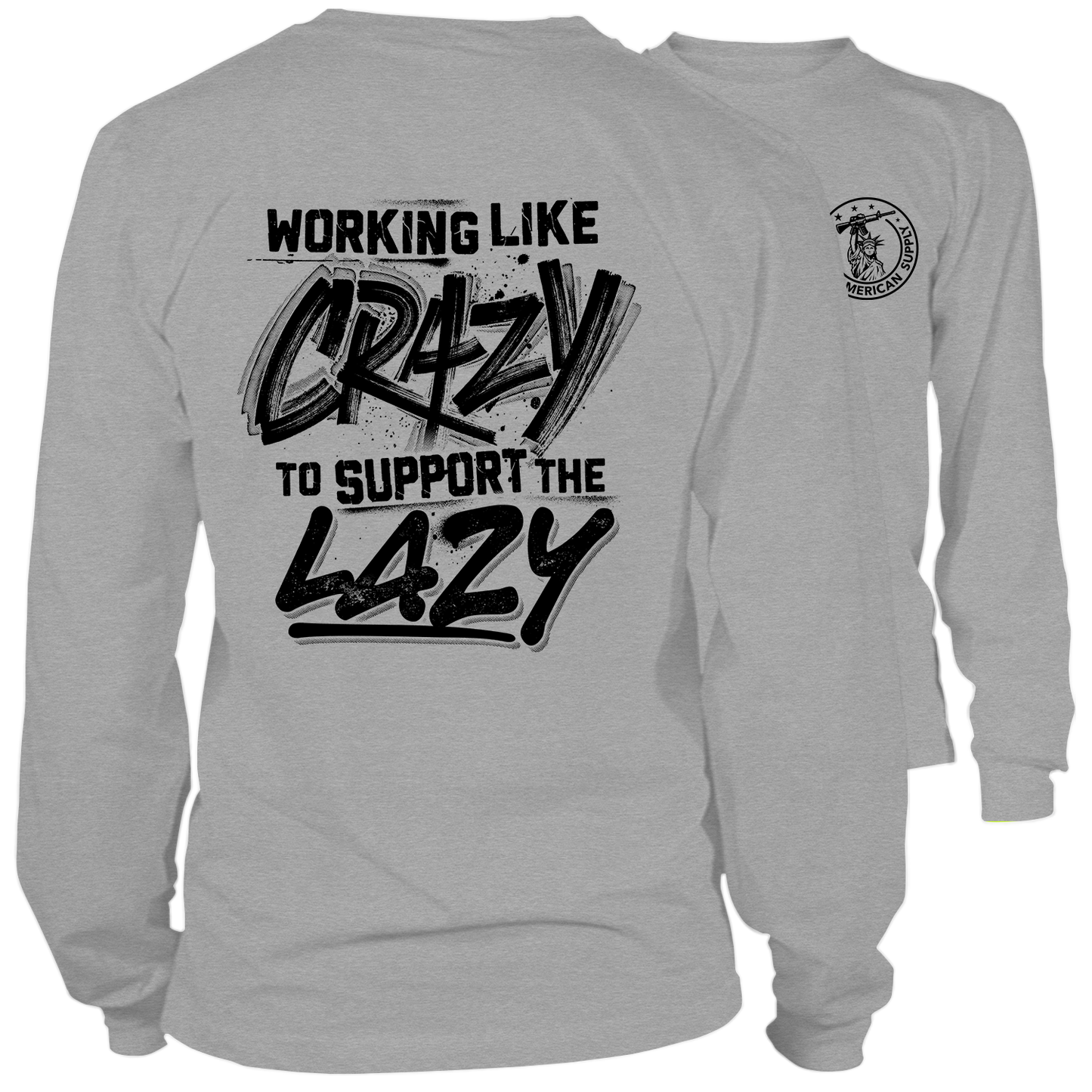 Crazy - Long Sleeve Heather Gray Shirt