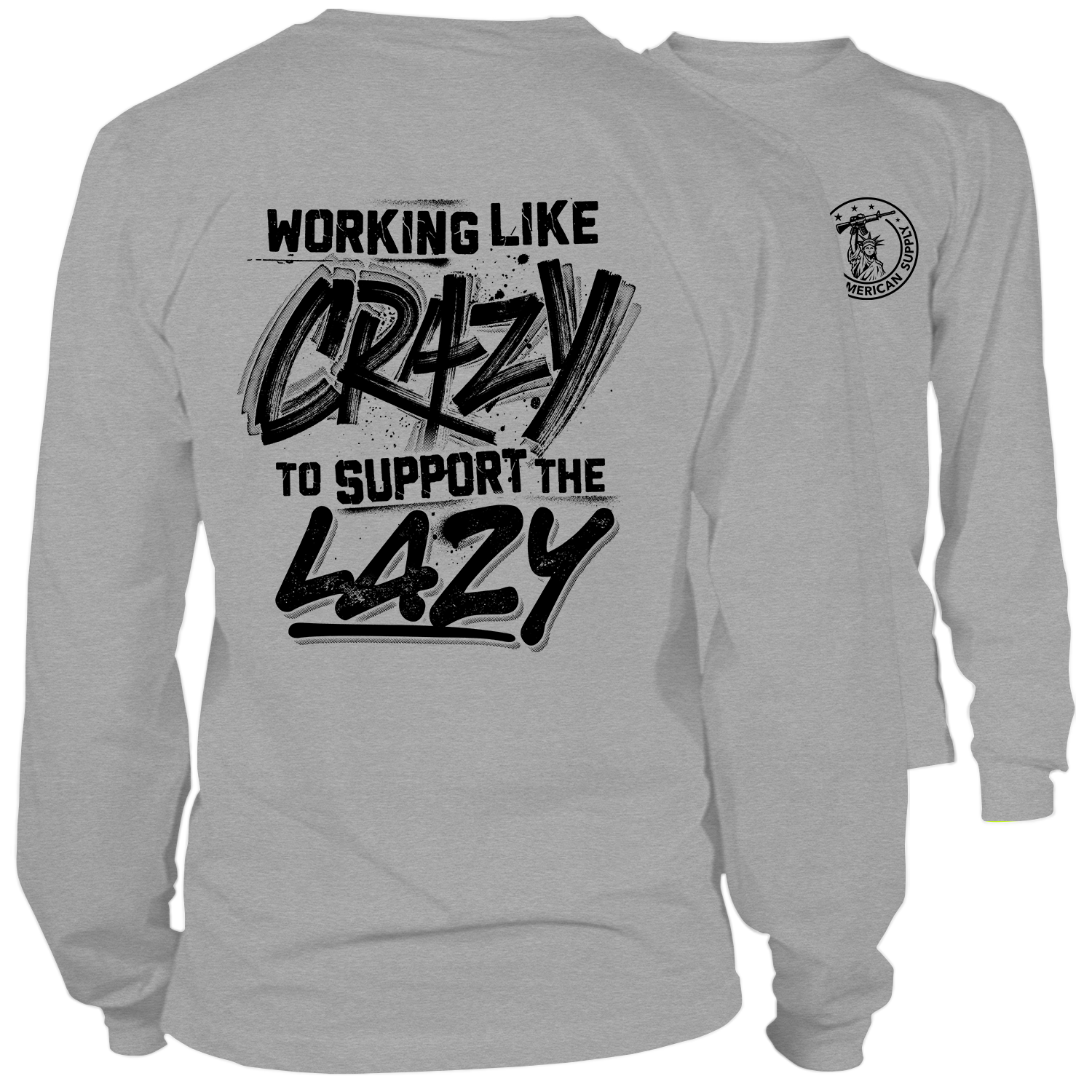 Crazy - Long Sleeve Heather Gray Shirt