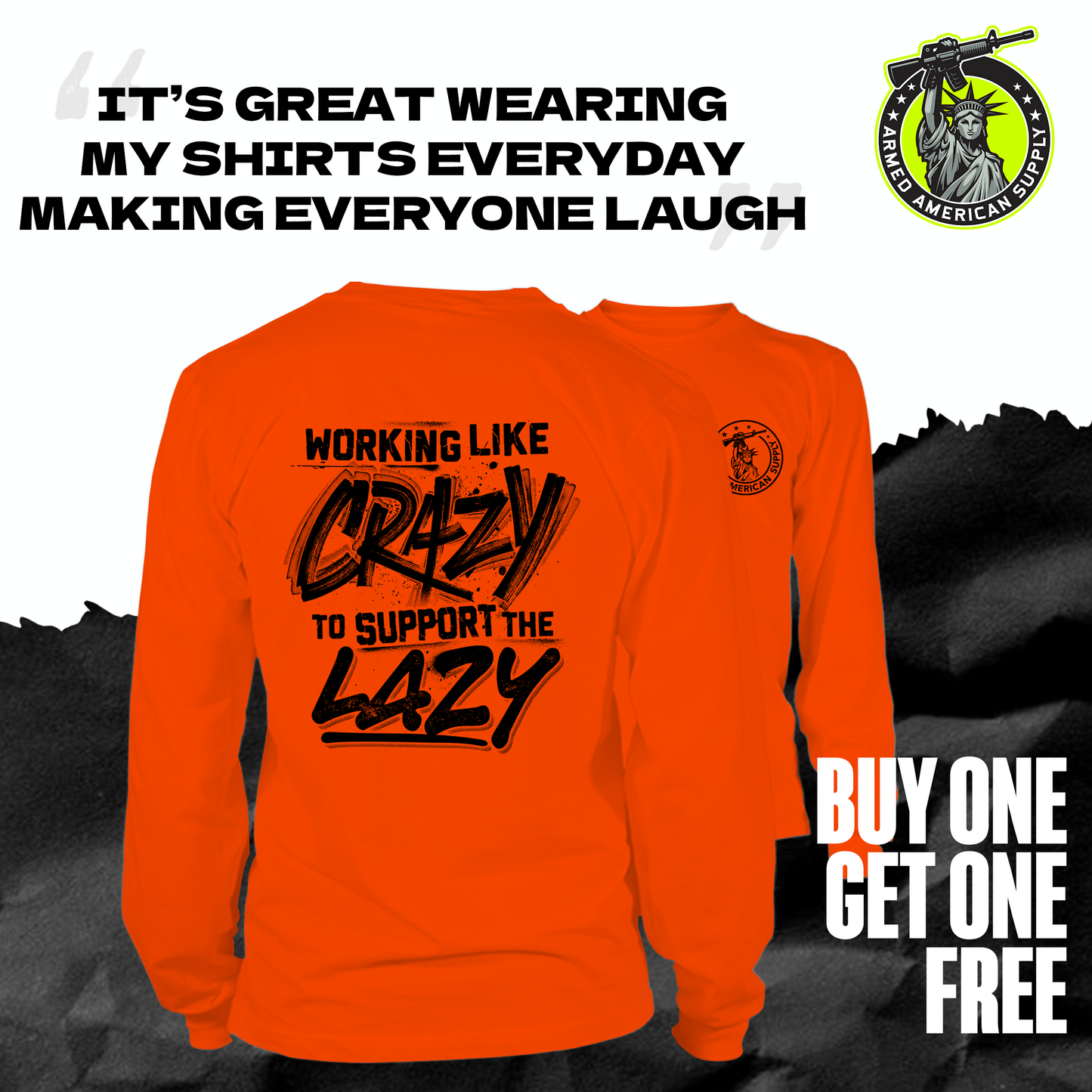 Crazy - Long Sleeve Hi-Vis Safety Orange Shirt