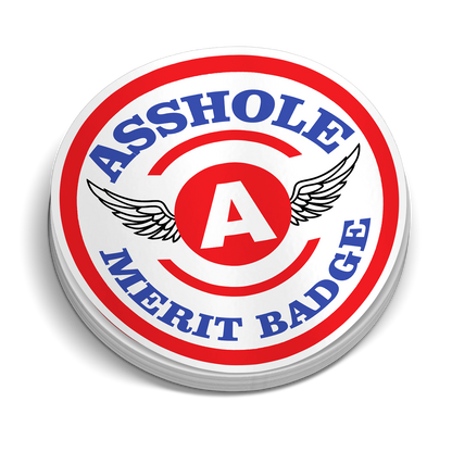 Asshole Merit Badge Hard Hat Decal