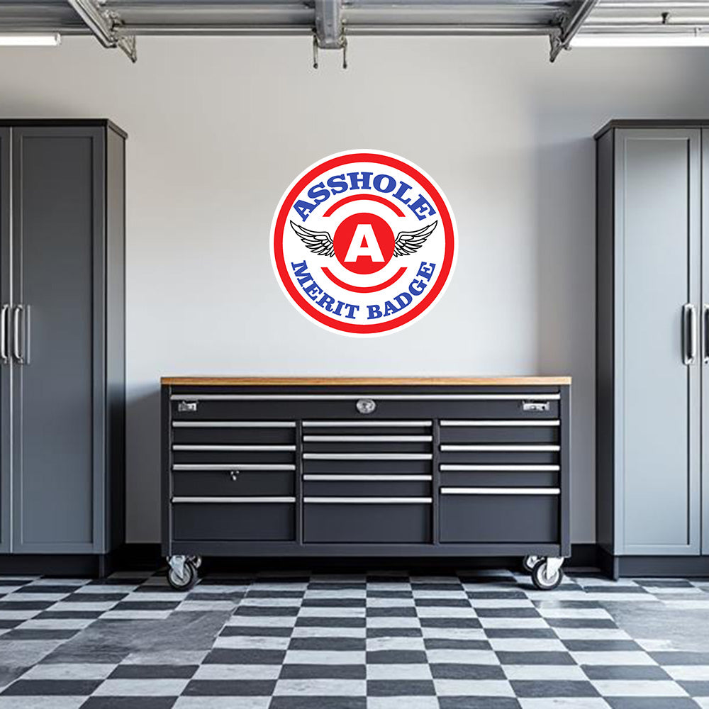 Asshole Merit Badge Garage Wall Decal