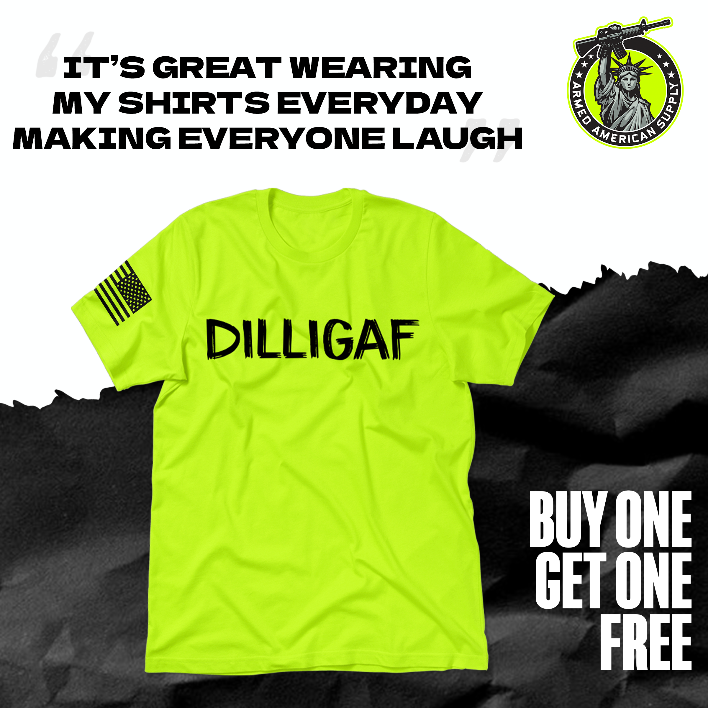 DILLIGAF  - Safety Yellow T-Shirt