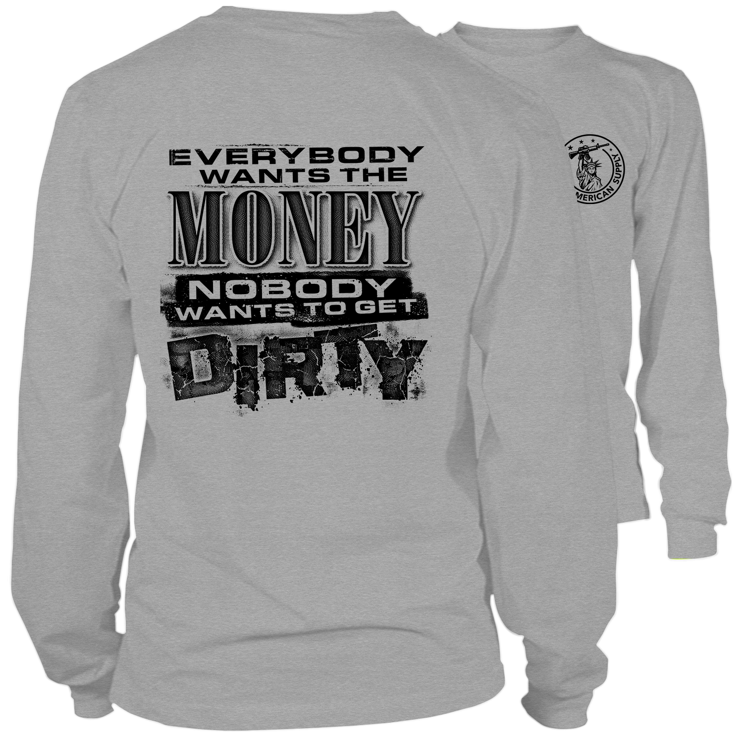 Dirty - Long Sleeve Heather Gray T-Shirt