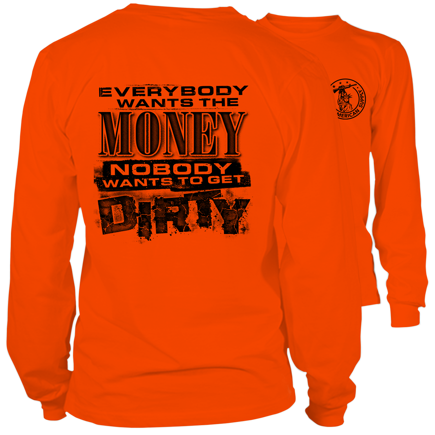 Dirty - Long Sleeve Safety Orange Hi-Vis T-Shirt