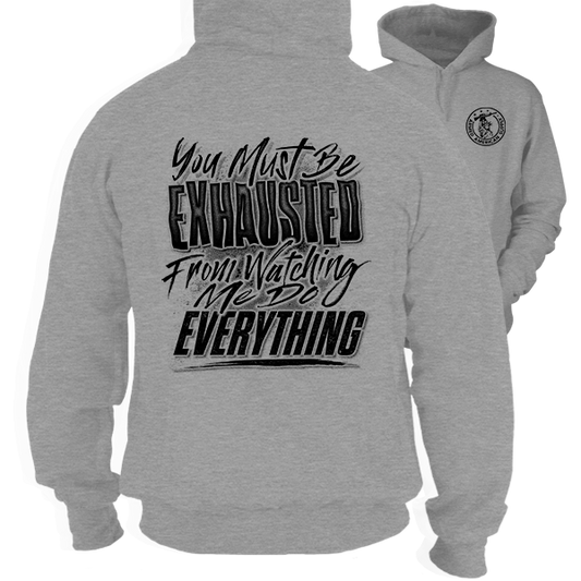 Exhausted - Heather Gray Hoodie