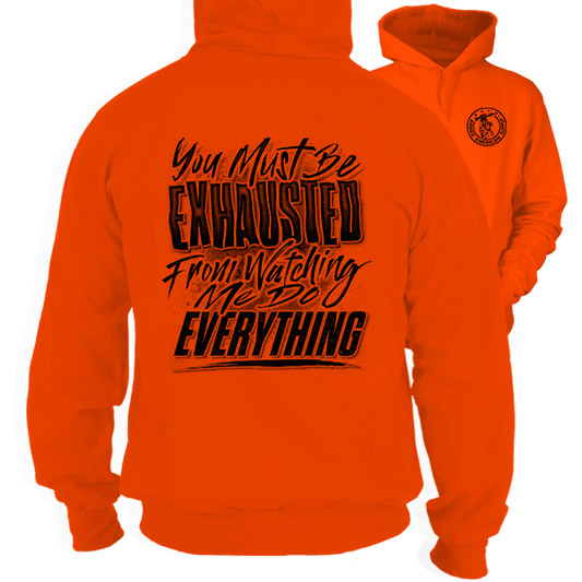 Exhausted - Safety Orange Hi-Vis Hoodie