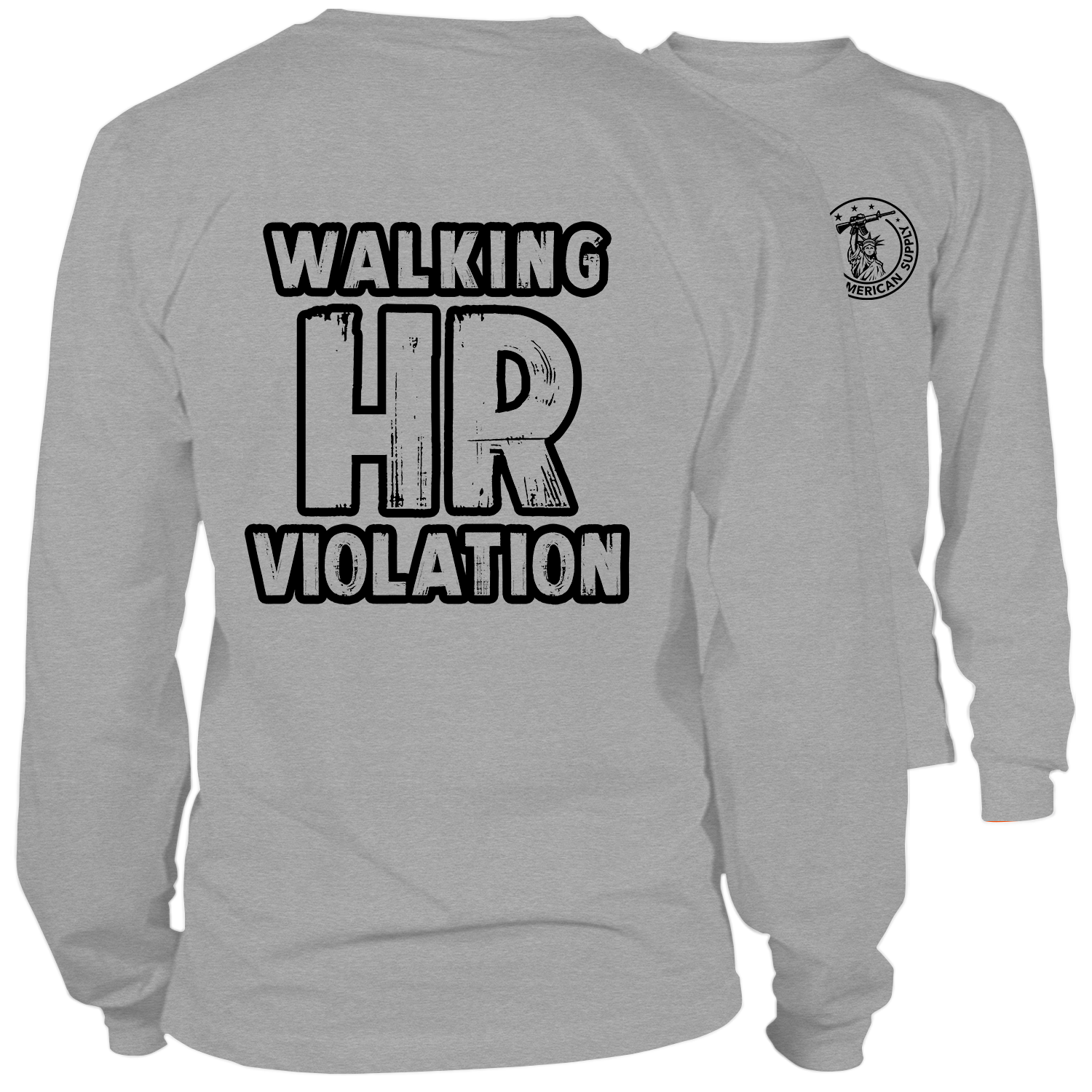 Walking HR Violation - Long Sleeve Heather Gray T-Shirt