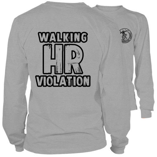 Walking HR Violation - Long Sleeve Heather Gray T-Shirt