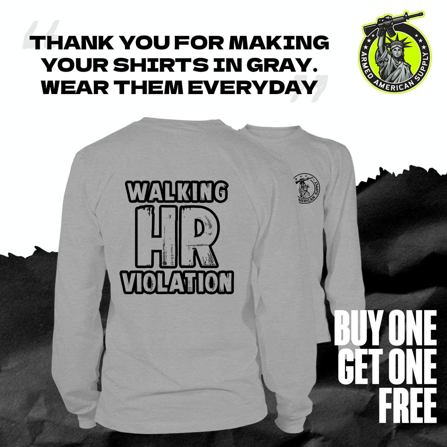 Walking HR Violation - Long Sleeve Hi-Vis T-Shirt