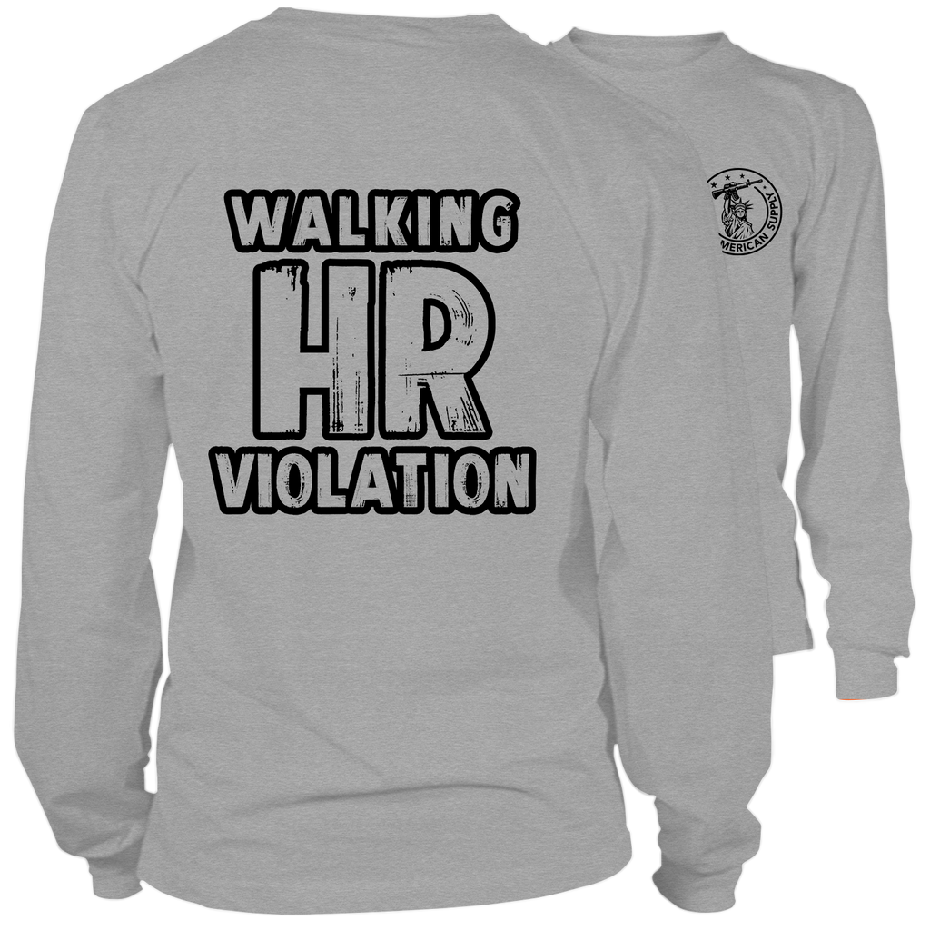 Walking HR Violation - Long Sleeve Heather Gray T-Shirt