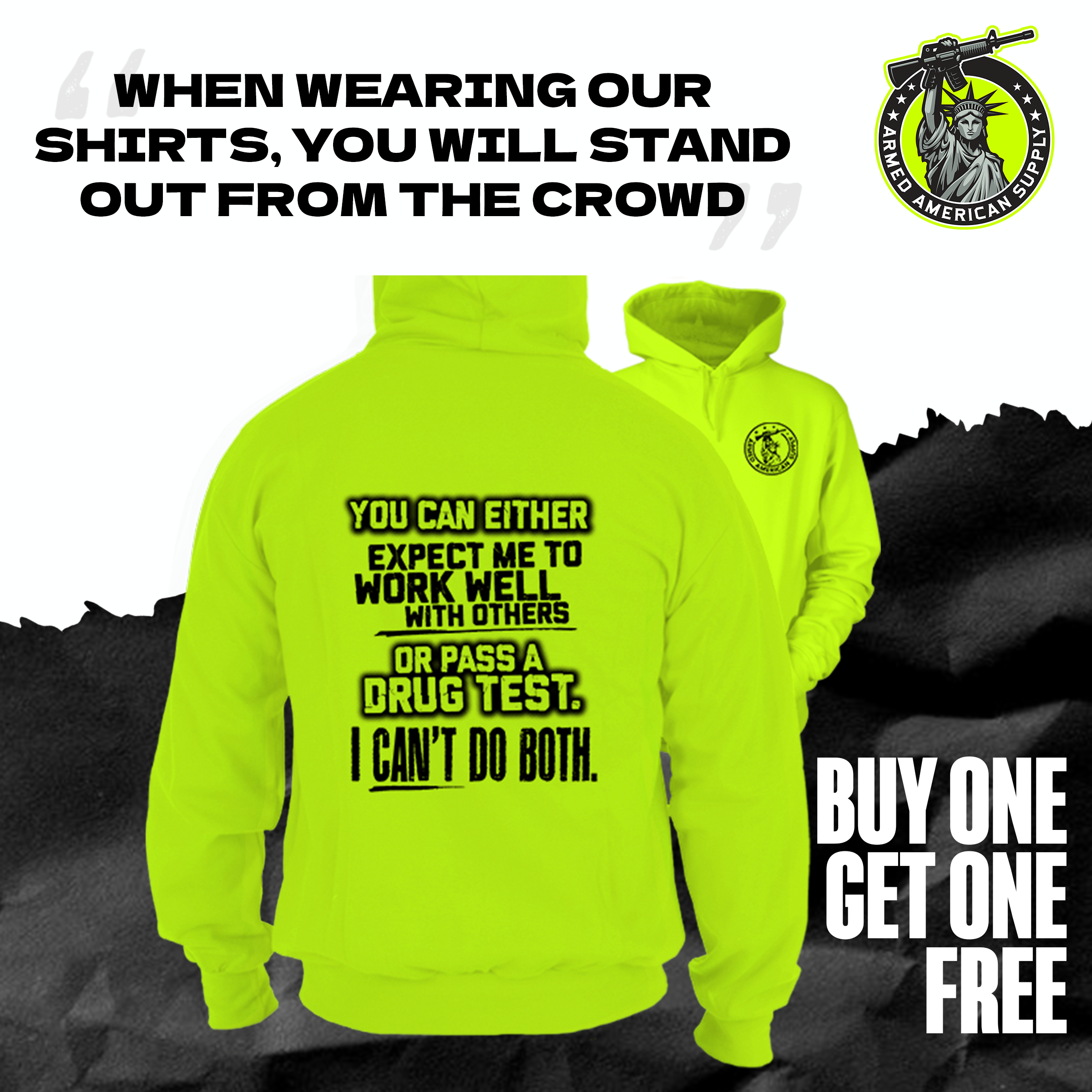 Can't Do Both - Safety Yellow Hi Vis Hoodie