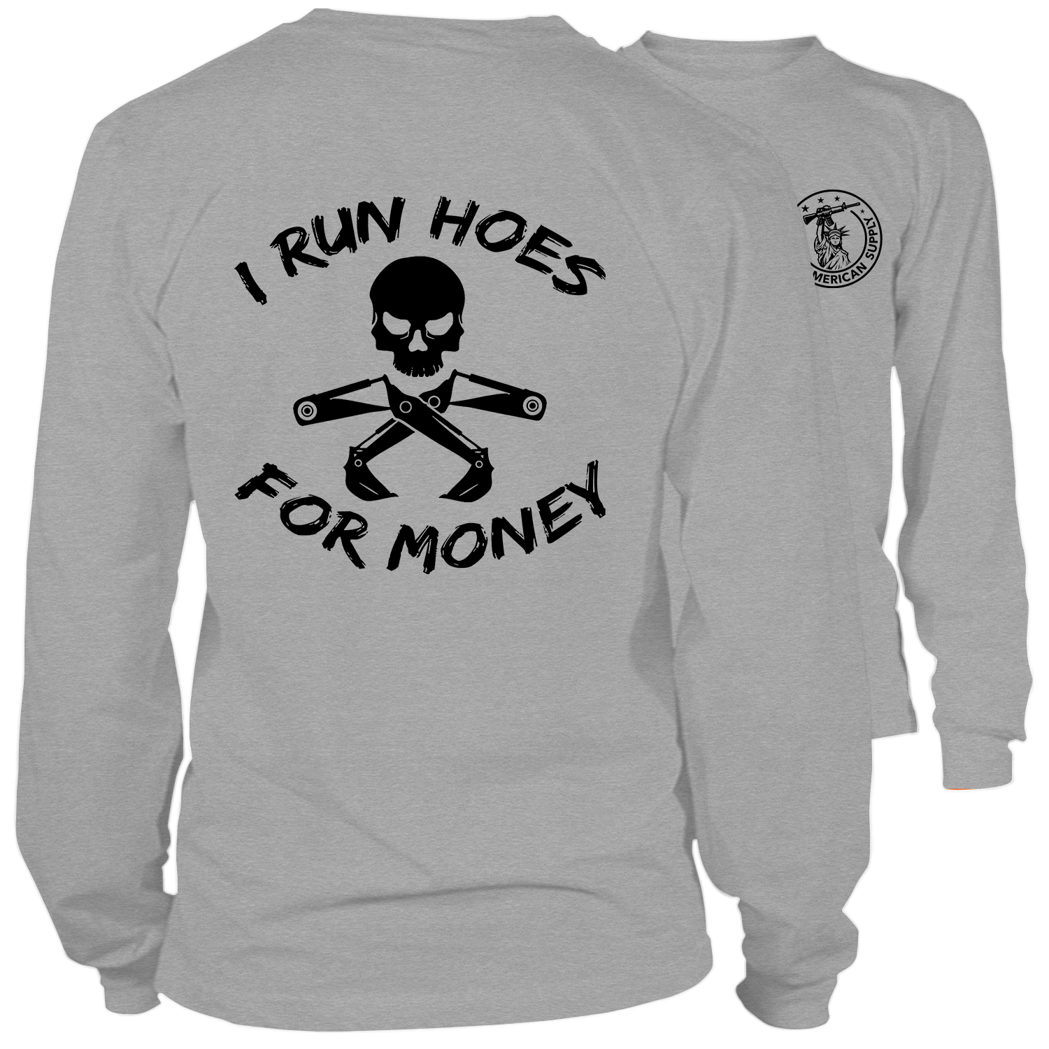 Run Hoes - Long Sleeve Heather Gray T-Shirt