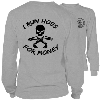 Run Hoes - Long Sleeve Heather Gray T-Shirt