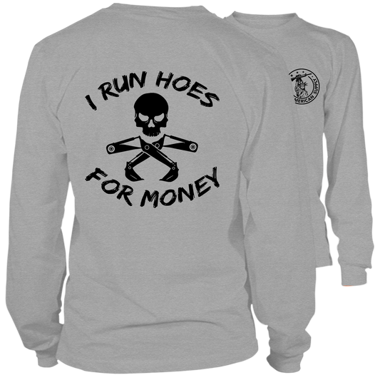 Run Hoes - Long Sleeve Heather Gray T-Shirt