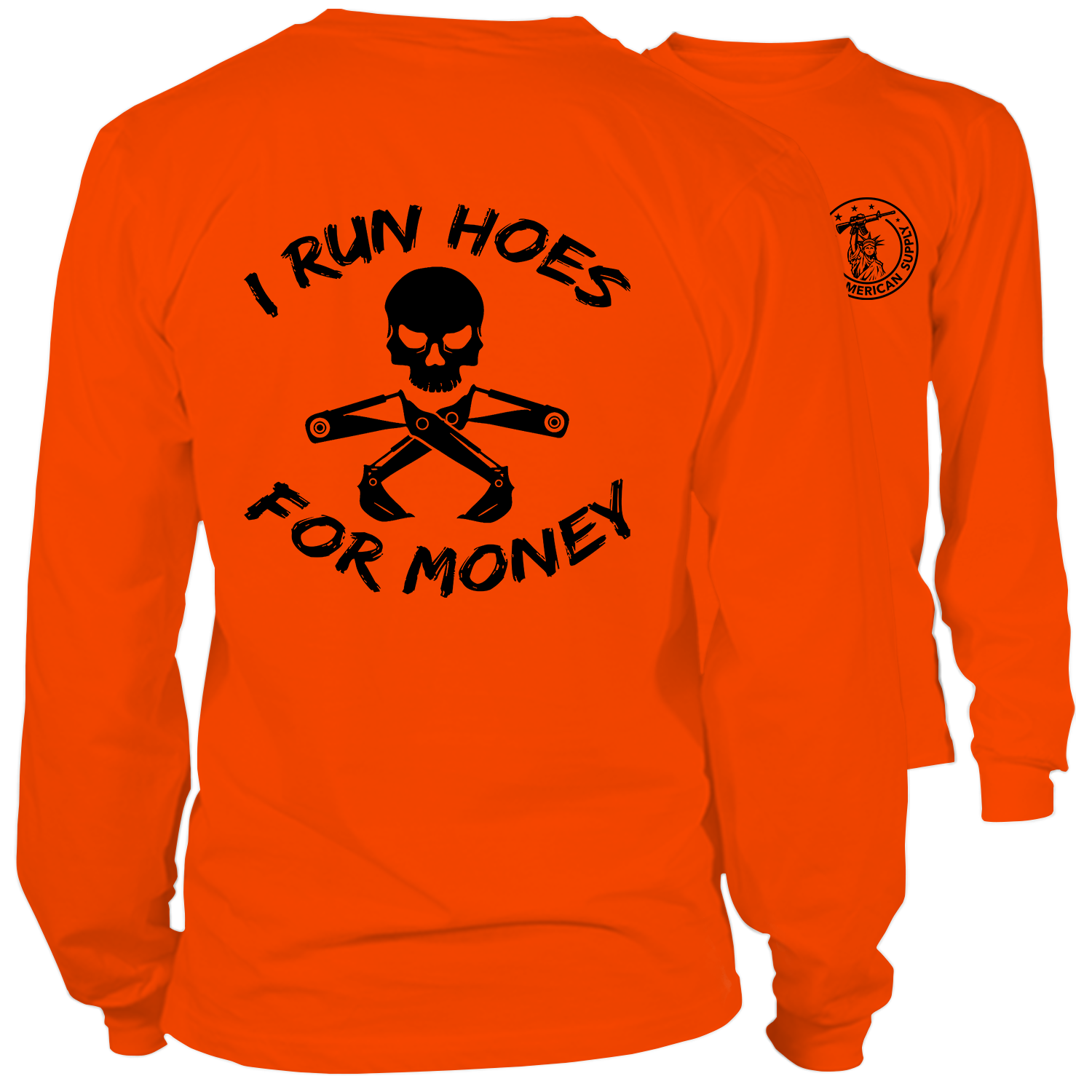 Run Hoes - Long Sleeve Safety Orange Hi-Vis T-Shirt