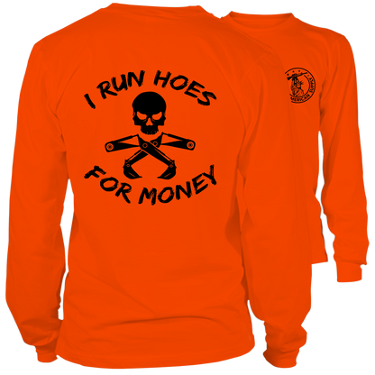 Run Hoes - Long Sleeve Safety Orange Hi-Vis T-Shirt