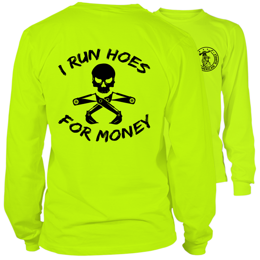 Run Hoes - Long Sleeve Safety Yellow Hi-Vis T-Shirt