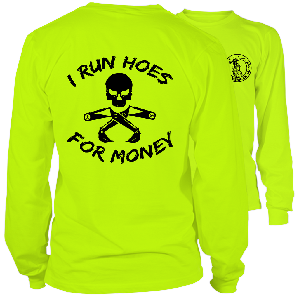 Run Hoes - Long Sleeve Safety Yellow Hi-Vis T-Shirt