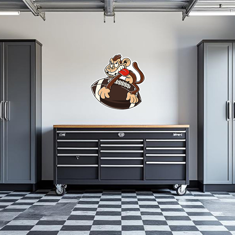 Monkey F'n a Football Garage Wall Decal