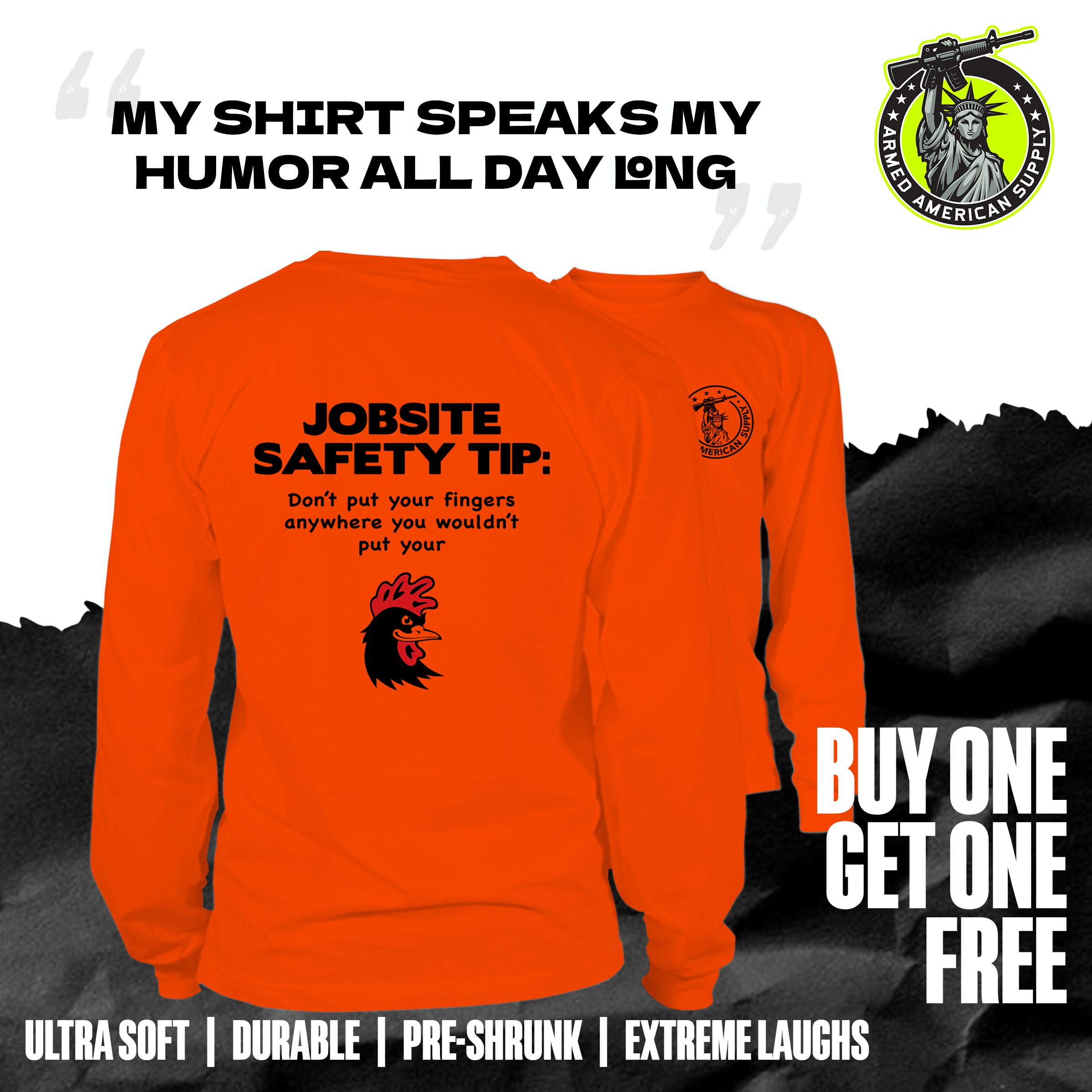 Jobsite - Long Sleeve Hi-Vis Safety Orange Shirt