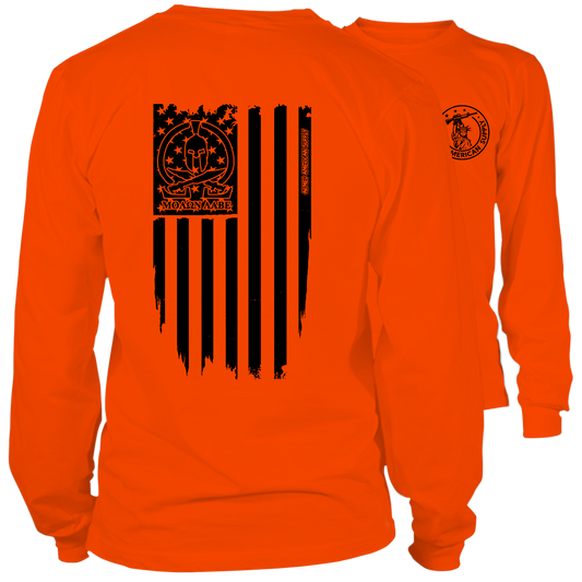 Molon Labe Ghost Flag - Long Sleeve Hi-Vis Safety Orange Shirt