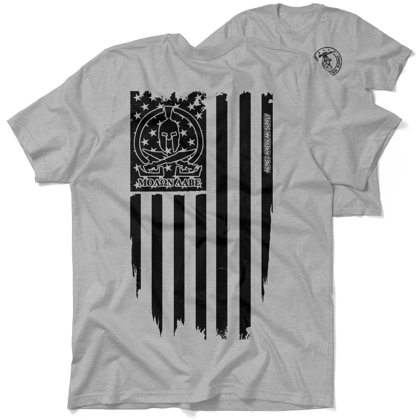 Molon Labe Ghost Flag - Heather Gray T-Shirt