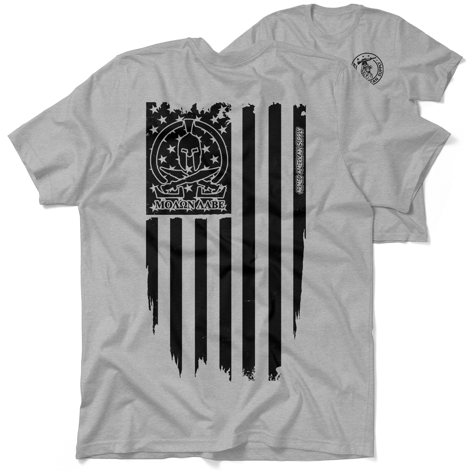 Molon Labe Ghost Flag - Heather Gray T-Shirt