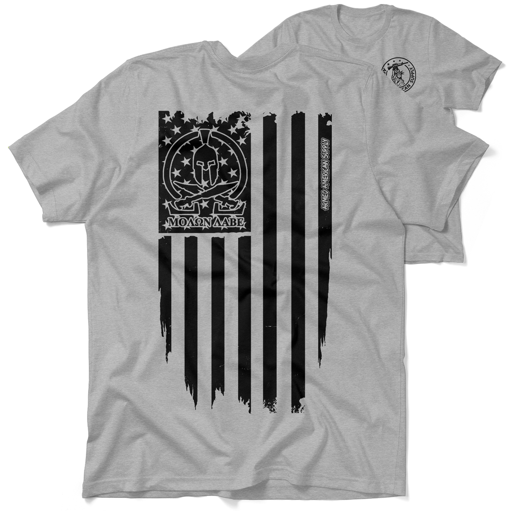 Molon Labe Ghost Flag - Heather Gray T-Shirt