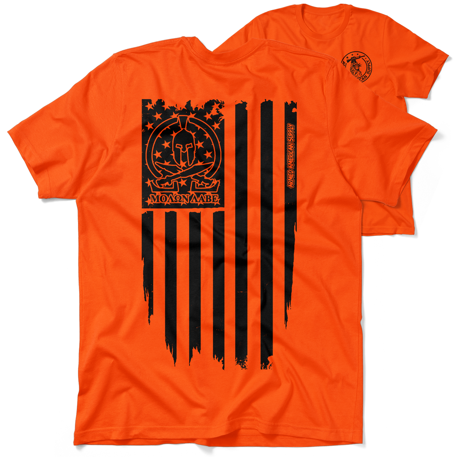 Molon Labe Ghost Flag - Safety Orange T-Shirt