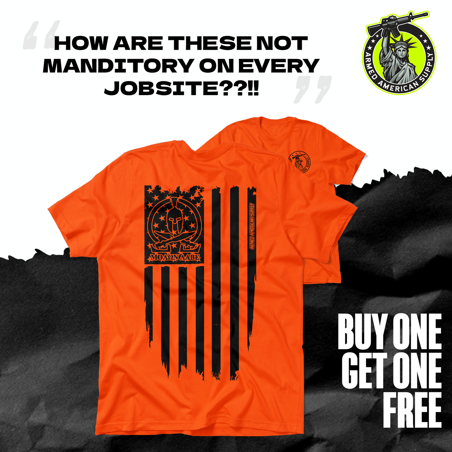 Molon Labe Ghost Flag - Safety Orange T-Shirt