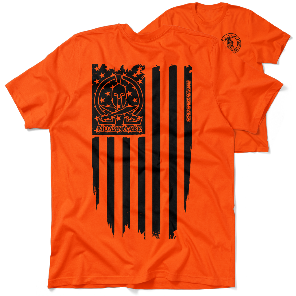 Molon Labe Ghost Flag - Safety Orange T-Shirt