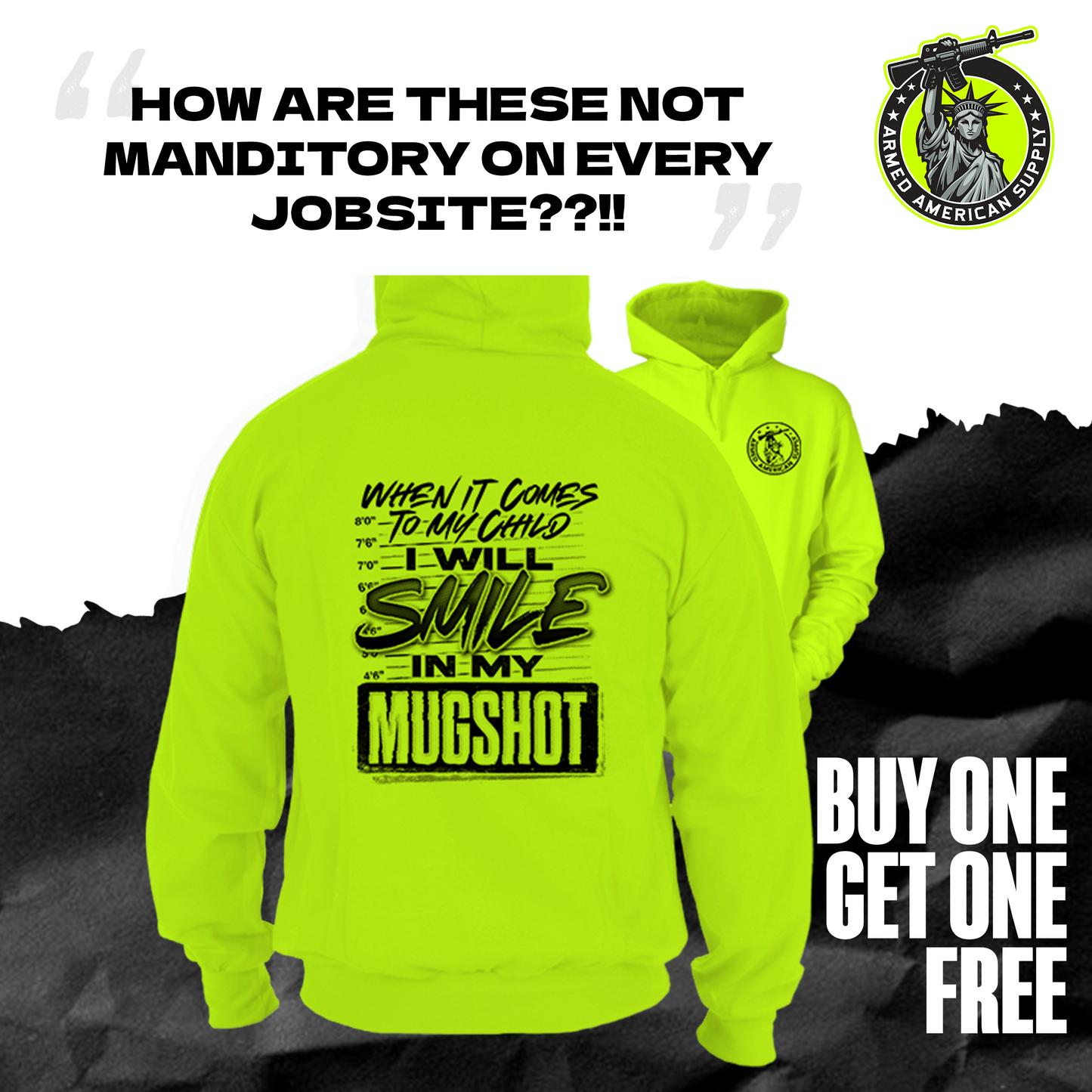 Mugshot - Safety Yellow Hi Vis Hoodie