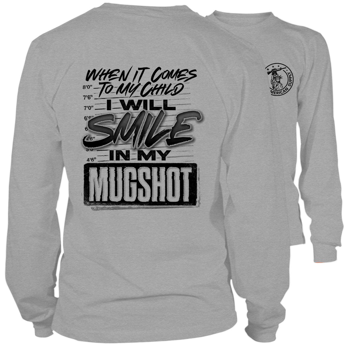 Mugshot - Long Sleeve Heather Gray T-Shirt