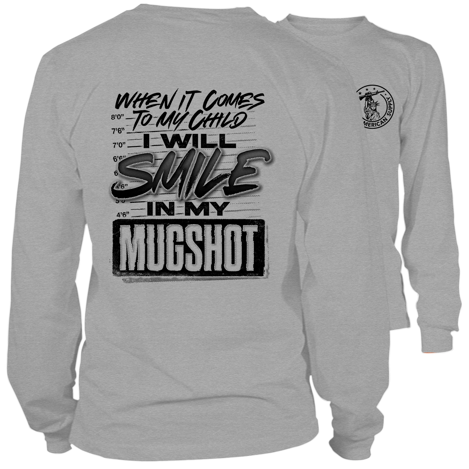 Mugshot - Long Sleeve Heather Gray T-Shirt