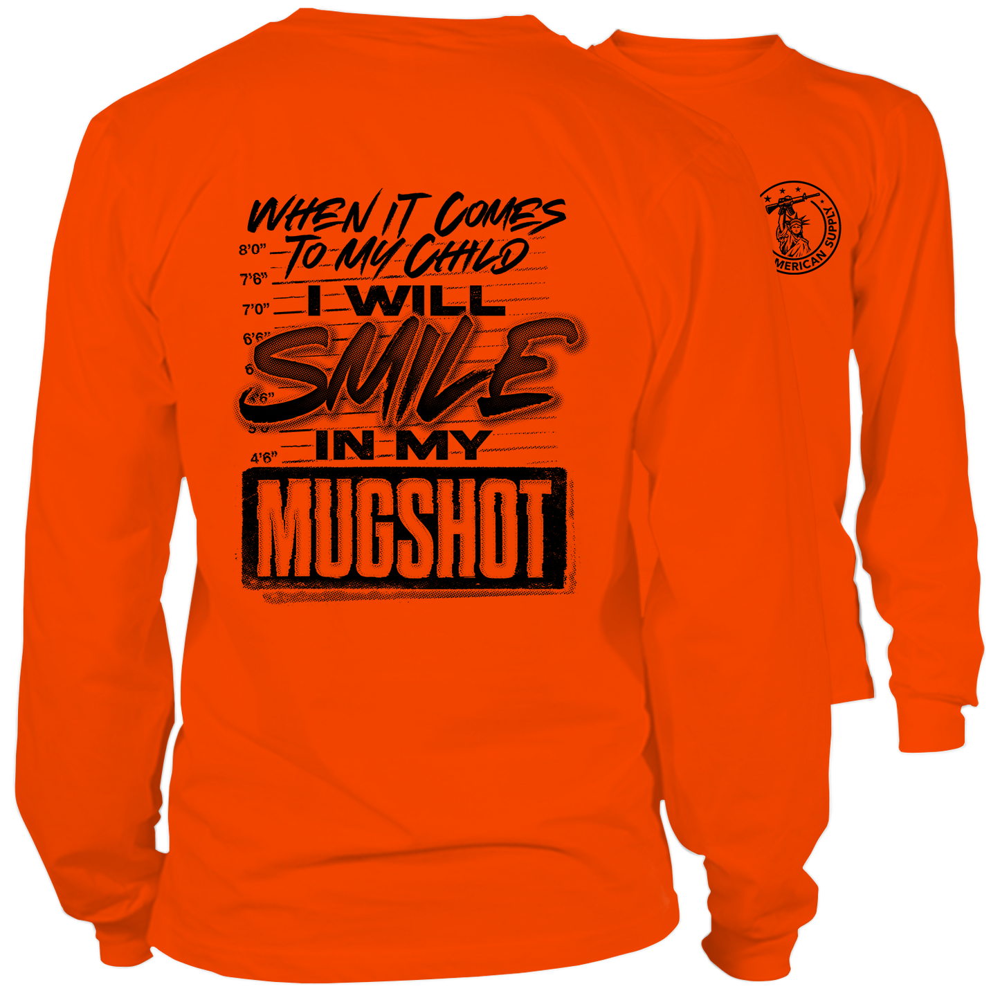 Mugshot - Long Sleeve Hi-Vis Safety Orange Shirt