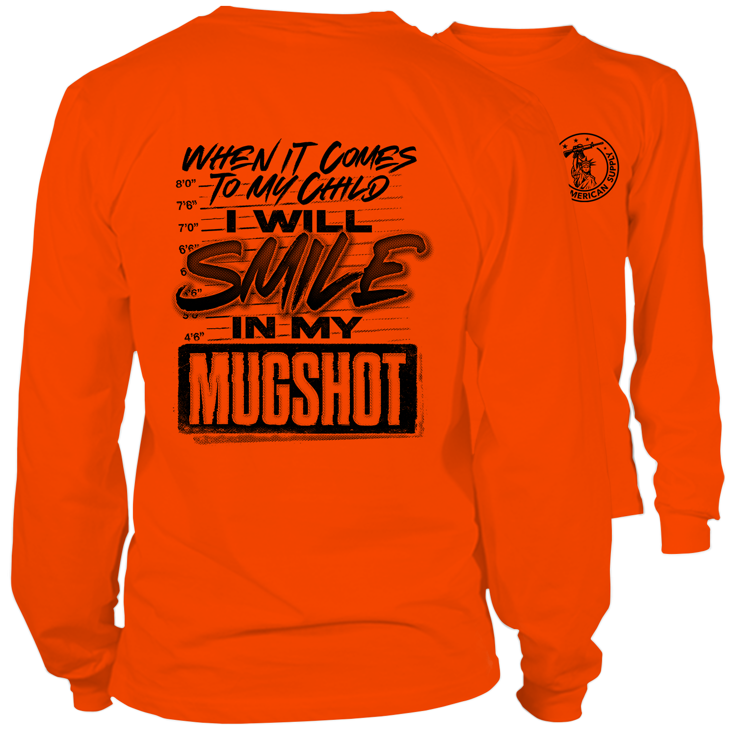 Mugshot - Long Sleeve Hi-Vis Safety Orange Shirt