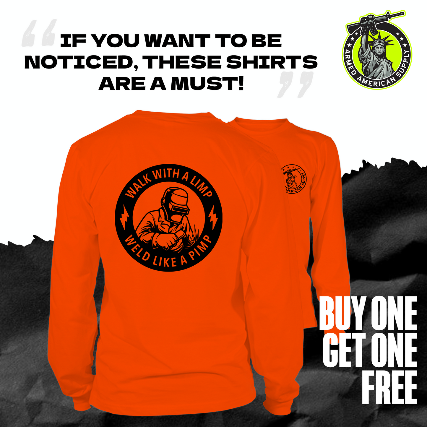 Pimp - Long Sleeve Hi-Vis Safety Orange Shirt