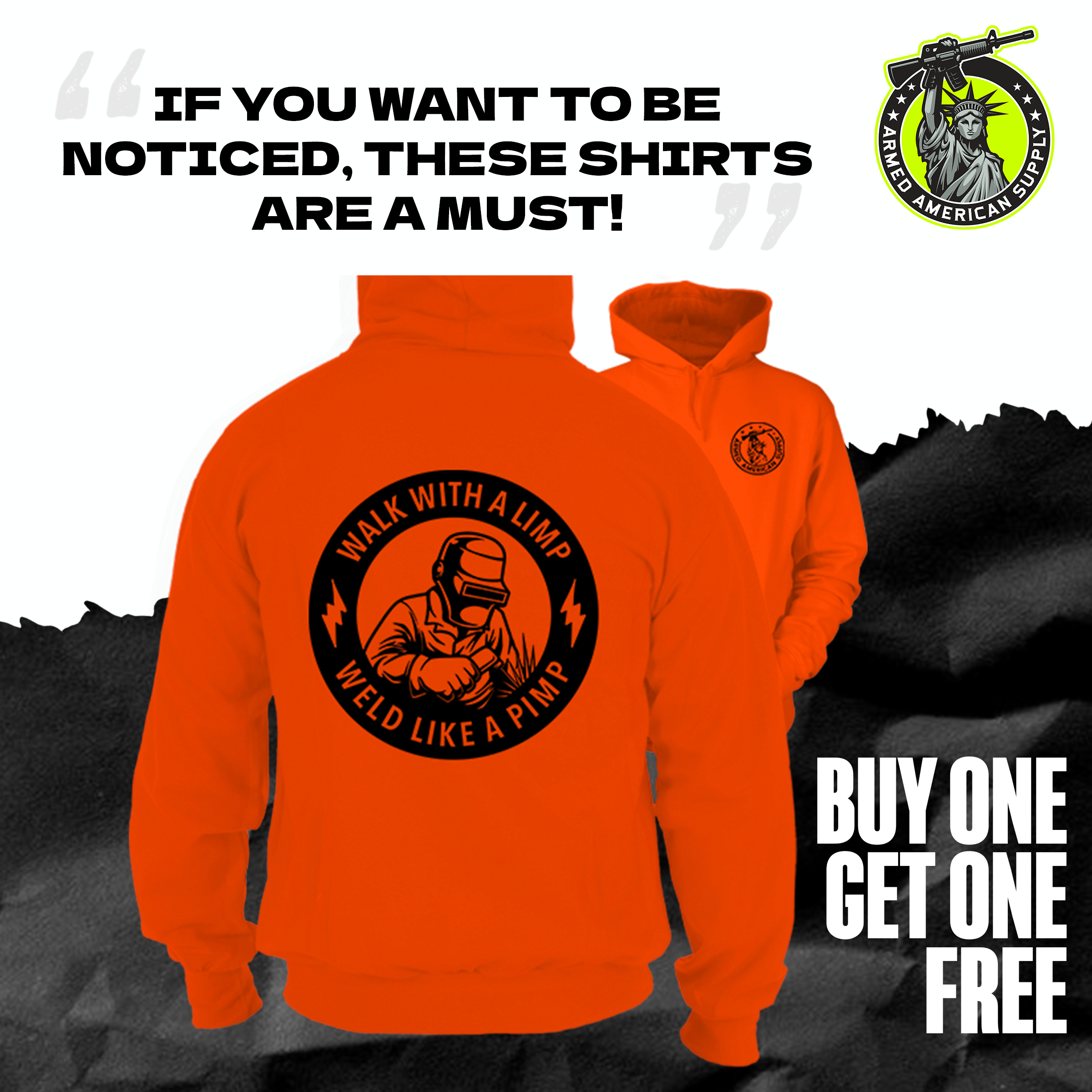 Weld Like a Pimp - Safety Orange Hoodie