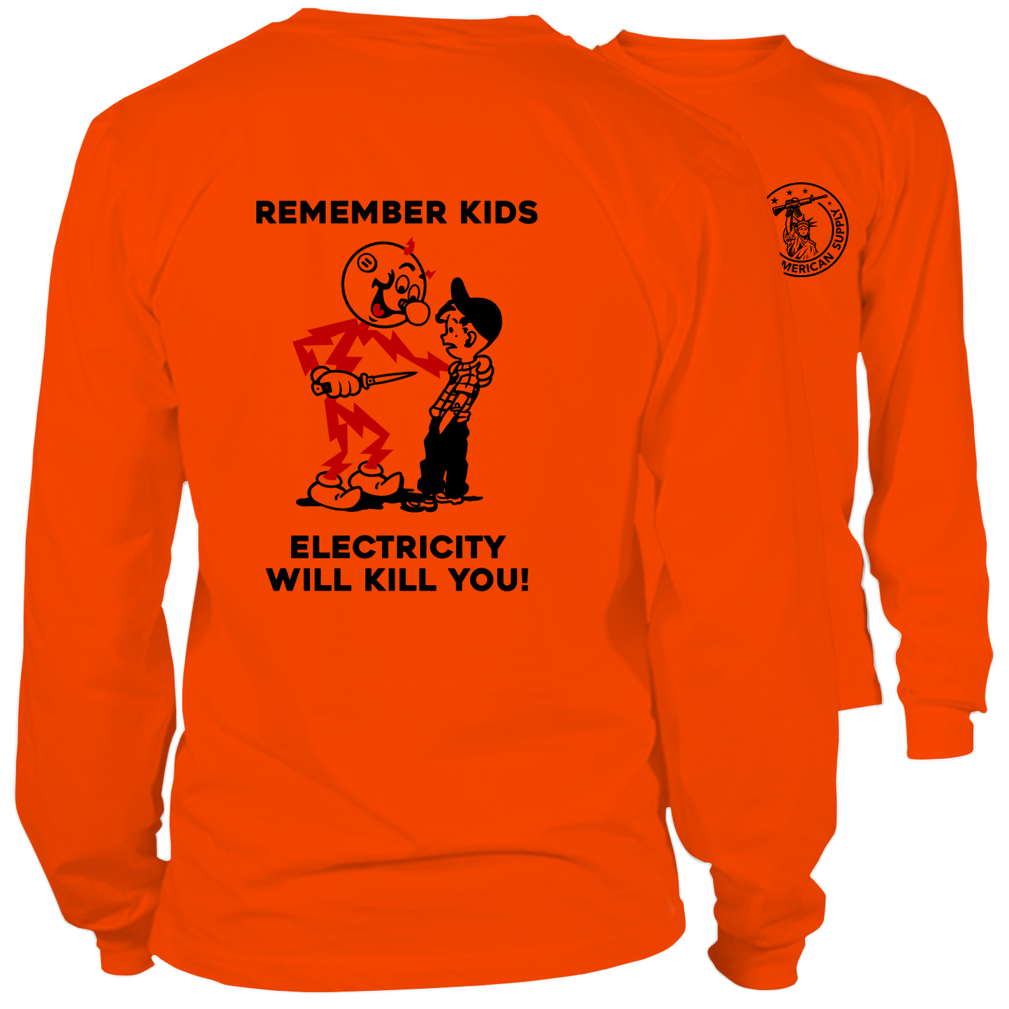 Remember Kids - Long Sleeve Hi-Vis Safety Orange Shirt