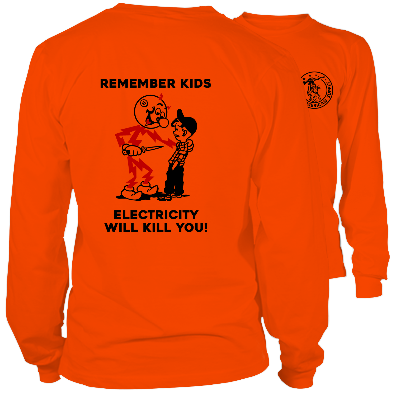 Remember Kids - Long Sleeve Hi-Vis Safety Orange Shirt