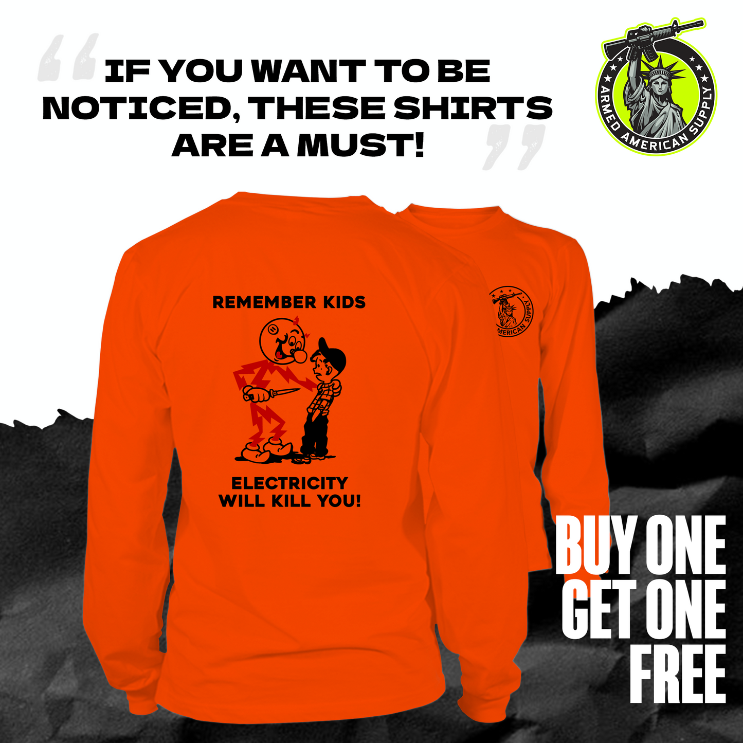 Remember Kids - Long Sleeve Hi-Vis Safety Orange Shirt