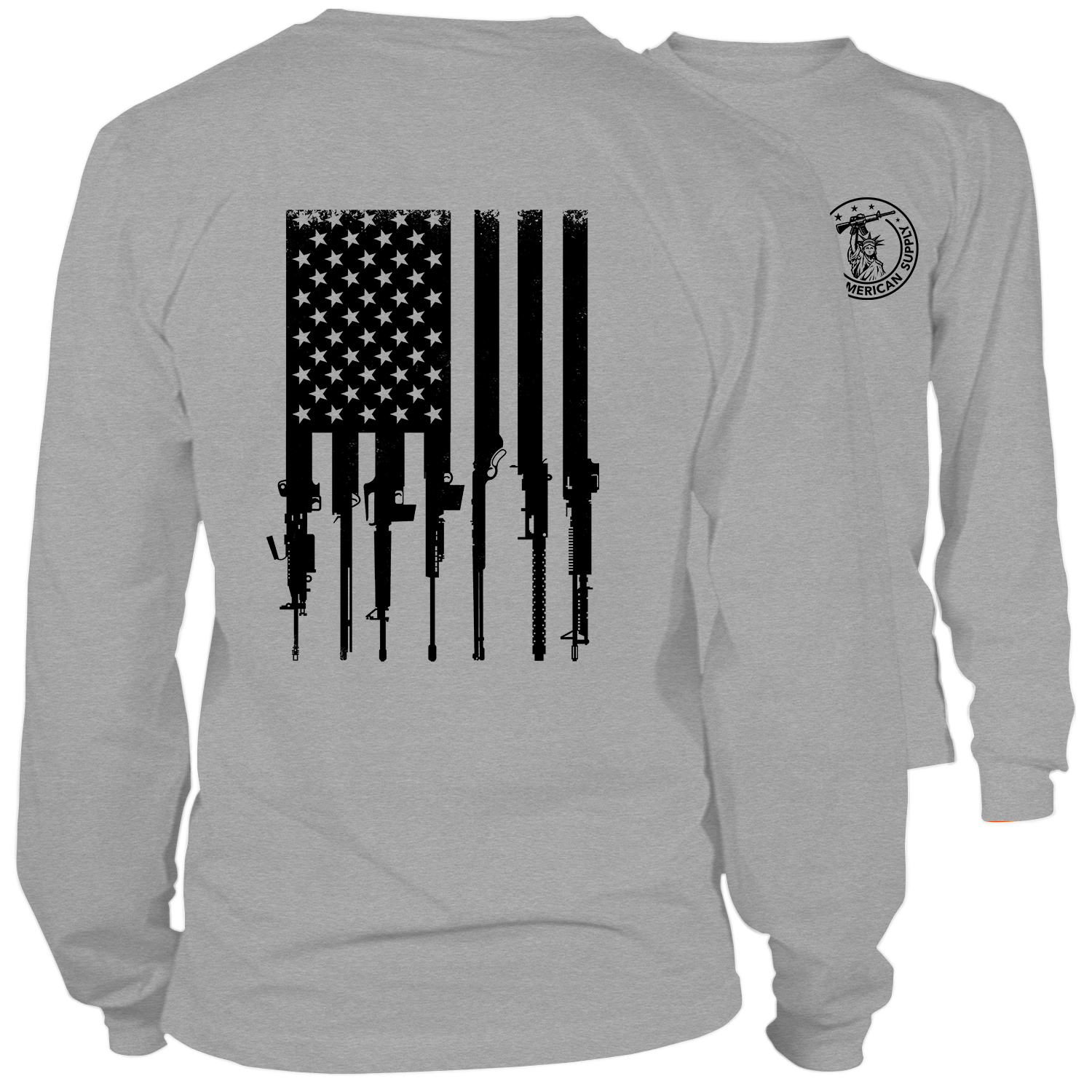 Rifle Flag - Long Sleeve Heather Gray T-Shirt