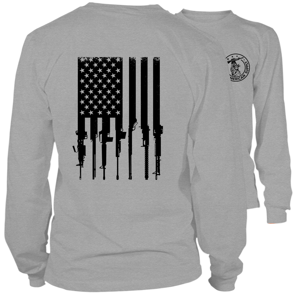 Rifle Flag - Long Sleeve Heather Gray T-Shirt